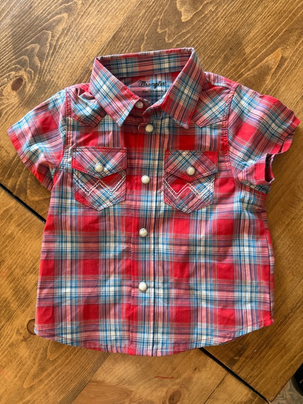 Wrangler Red Plaid Short Sleeve Western Shirt for Baby